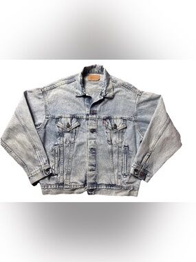 Vintage Levis 80s Trucker Denim Jacket Mens Size Large Light Denim